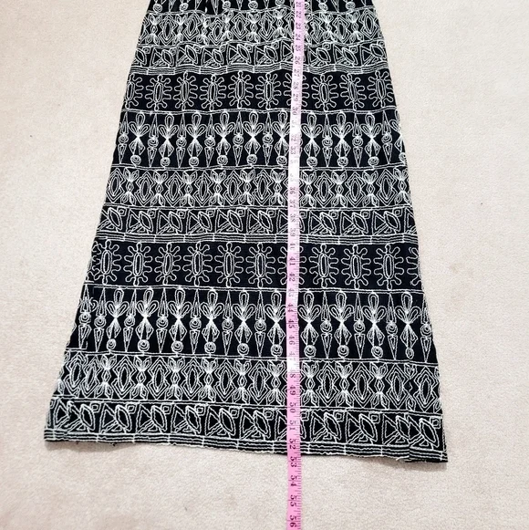 Vintage Embroidered Maxi Dress Sleeveless lined Boho J.B.S. Made In USA Size 12 - Picture 9 of 12